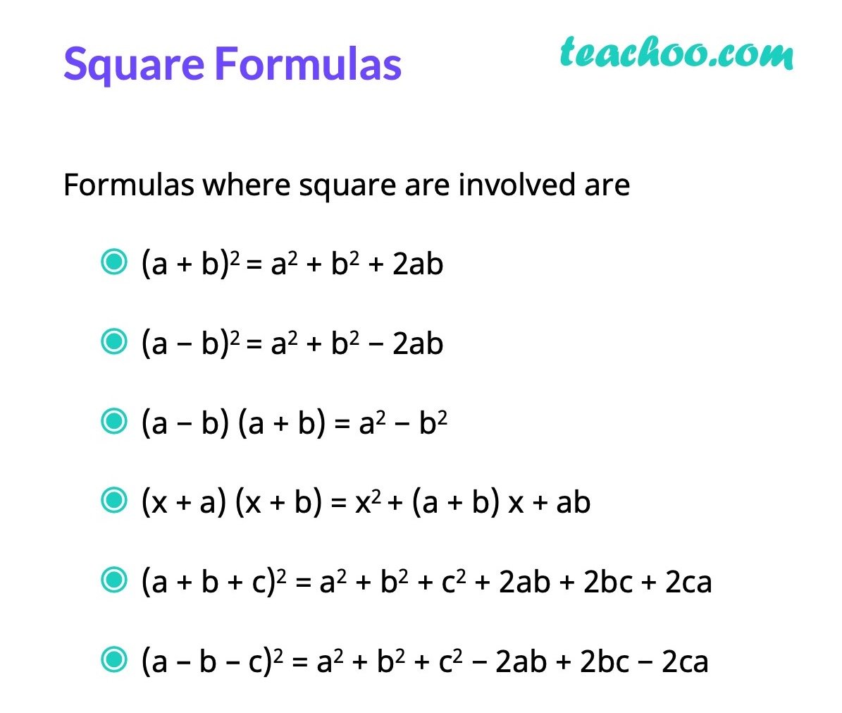 Formulas Involving Square - Algebra Formulas - Teachoo.jpg