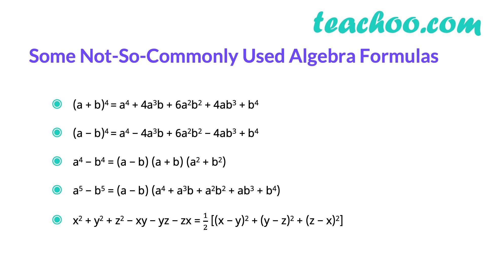 Not so common Algebra Formulas